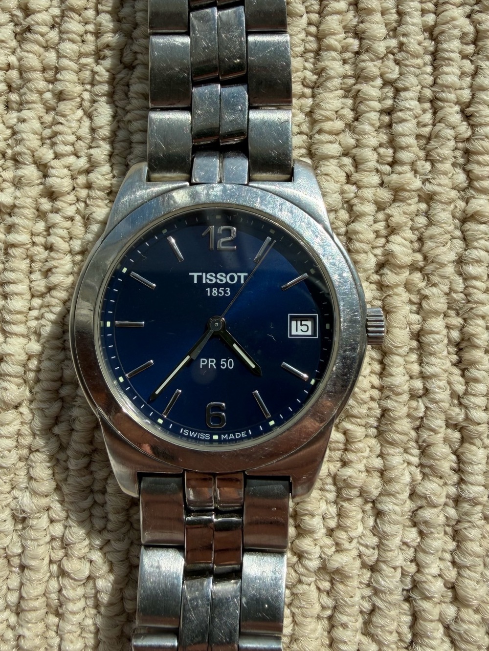 Tissot PR 50 Men's Stainless Steel Watch with Blue Dial